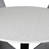Jídelní stůl Razzia 106 cm - Bílá Terazzo / Černá+Velvet Deluxe Jídelní židle - Černé nohy / Světle šedá samet_4