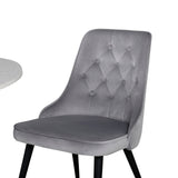 Jídelní stůl Razzia 106 cm - Bílá Terazzo / Černá+Velvet Deluxe Jídelní židle - Černé nohy / Světle šedá samet_4