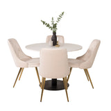 Jídelní stůl Razzia 106 cm -Bílá Terazzo / Černá - Velvet Deluxe Jídelní židle - Noha z kartáčované mosazi / Béžový Velvet 4