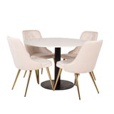 Jídelní stůl Razzia 106 cm -Bílá Terazzo / Černá - Velvet Deluxe Jídelní židle - Noha z kartáčované mosazi / Béžový Velvet 4