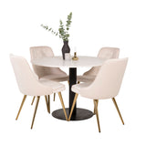 Jídelní stůl Razzia 106 cm -Bílá Terazzo / Černá - Velvet Deluxe Jídelní židle - Noha z kartáčované mosazi / Béžový Velvet 4
