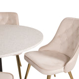 Jídelní stůl Razzia 106 cm -Bílá Terazzo / Černá - Velvet Deluxe Jídelní židle - Noha z kartáčované mosazi / Béžový Velvet 4