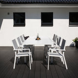 Marbella matbord 160/240*100*H75 - Vit+Copacabana Karmstol (stapelbar) Vit alu