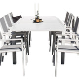 Marbella matbord 160/240*100*H75 - Vit+Copacabana Karmstol (stapelbar) Vit alu