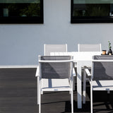 Marbella matbord 160/240*100*H75 - Vit+Copacabana Karmstol (stapelbar) Vit alu