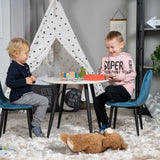 Plaza kulatý jídelní stůl ø60 XXS - bílá / černá + jídelní židle Polar XXS - modrá V