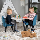 Kulatý jídelní stůl Plaza ø60 XXS - Bílá / Černá + Sametová jídelní židle XXS - Modrá V