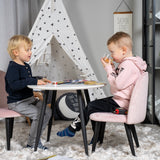 Plaza kulatý jídelní stůl ø60 XXS - bílá / černá + sametová jídelní židle XXS - růžová V