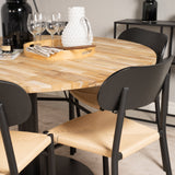 Kruhový stůl Cirebon - 140 cm - Teak / Černá + Jídelní židle Polly - Černá / Přírodní _6