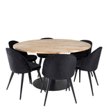 Kruhový stůl Cirebon - 140 cm - Teak / Black + Velvet Matstol - Svart / Svart Sammet_6