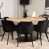 Kruhový stůl Cirebon - 140 cm - Teak / Black + Velvet Matstol - Svart / Svart Sammet_6