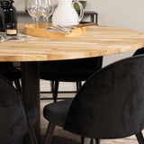 Kruhový stůl Cirebon - 140 cm - Teak / Black + Velvet Matstol - Svart / Svart Sammet_6