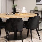 Kruhový stůl Cirebon - 140 cm - Teak / Black + Velvet Matstol - Svart / Svart Sammet_6