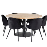 Kruhový stůl Cirebon - 140 cm - Teak / Black + Velvet Matstol - Svart / Svart Sammet_6
