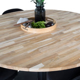 Kruhový stůl Cirebon - 140 cm - Teak / Black + Velvet Matstol - Svart / Svart Sammet_6