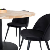 Kruhový stůl Cirebon - 140 cm - Teak / Black + Velvet Matstol - Svart / Svart Sammet_6