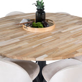 Kruhový stůl Cirebon - 140 cm - Teak / Black + Velvet Matstol - Svart / Créme _6