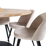Kruhový stůl Cirebon - 140 cm - Teak / Black + Velvet Matstol - Svart / Créme _6
