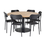 Kruhový stůl Cirebon - 140 cm - Teak / Černá + Jídelní židle Polly - Černá / Černá _6