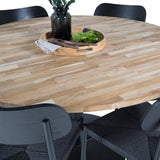 Kruhový stůl Cirebon - 140 cm - Teak / Černá + Jídelní židle Polly - Černá / Černá _6