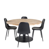 Kruhový stůl Cirebon - 140 cm - Teak / Černá + Polar Matstol - Svart / Svart PU _4