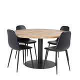 Kruhový stůl Cirebon - 140 cm - Teak / Černá + Polar Matstol - Svart / Svart PU _4