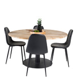 Kruhový stůl Cirebon - 140 cm - Teak / Černá + Polar Matstol - Svart / Svart PU _4