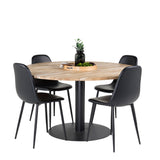Kruhový stůl Cirebon - 140 cm - Teak / Černá + Polar Matstol - Svart / Svart PU _4