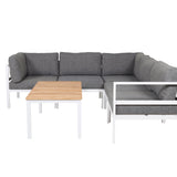 Copacabana Lounge Group 5ks - Bílý Alu / Šedý polštář + Brasilia Sofa Table