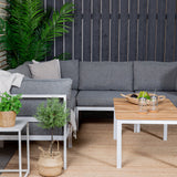Copacabana Lounge Group 5ks - Bílý Alu / Šedý polštář + Brasilia Sofa Table