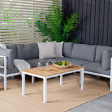 Copacabana Lounge Group 5ks - Bílý Alu / Šedý polštář + Brasilia Sofa Table