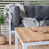 Copacabana Lounge Group 5ks - Bílý Alu / Šedý polštář + Brasilia Sofa Table