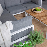 Copacabana Lounge Group 5ks - Bílý Alu / Šedý polštář + Brasilia Sofa Table