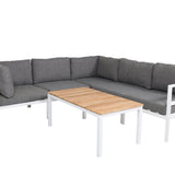 Copacabana Lounge Group 5ks - Bílý Alu / Šedý polštář + Brasilia Sofa Table