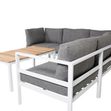 Copacabana Lounge Group 5ks - Bílý Alu / Šedý polštář + Brasilia Sofa Table