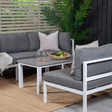 GR18095, Copacabana Lounge Set 5ks - Bílý Alu / Šedý polštář + Parma rozkládací stůl