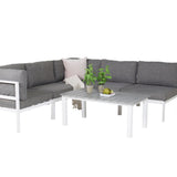 GR18095, Copacabana Lounge Set 5ks - Bílý Alu / Šedý polštář + Parma rozkládací stůl