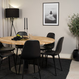 Kruhový stůl Cirebon - 140 cm - Teak / Černá + Polar Matstol - Svart / Svart PU _6