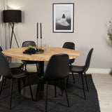 Kruhový stůl Cirebon - 140 cm - Teak / Černá + Polar Matstol - Svart / Svart PU _6