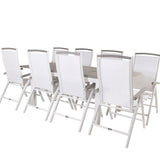 Albany Table - 160/240 - White/Grey - Albany 5:pos Stol - Vit Aluminium/vit textilene/aintwood 8