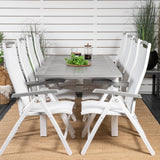 Albany Table - 160/240 - White/Grey - Albany 5:pos Stol - Vit Aluminium/vit textilene/aintwood 8