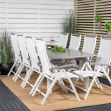 Albany Table - 160/240 - White/Grey - Albany 5:pos Stol - Vit Aluminium/vit textilene/aintwood 8