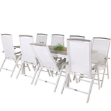 Albany Table - 160/240 - White/Grey - Albany 5:pos Stol - Vit Aluminium/vit textilene/aintwood 8