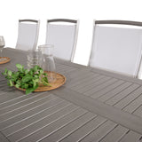 Albany Table - 160/240 - White/Grey - Albany 5:pos Stol - Vit Aluminium/vit textilene/aintwood 8