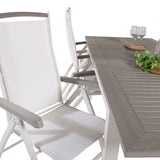 Albany Table - 160/240 - White/Grey - Albany 5:pos Stol - Vit Aluminium/vit textilene/aintwood 8