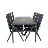 Jídelní stůl Break - 205*90 - Black Alu / Black Aintwood+Break 5:pos Židle - Bl