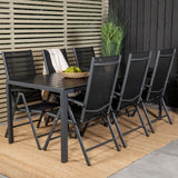 Jídelní stůl Break - 205*90 - Black Alu / Black Aintwood+Break 5:pos Židle - Bl
