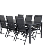 Jídelní stůl Break - 205*90 - Black Alu / Black Aintwood+Break 5:pos Židle - Bl