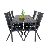 Jídelní stůl Break - 205*90 - Black Alu / Black Aintwood+Break 5:pos Židle - Bl