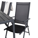 Jídelní stůl Break - 205*90 - Black Alu / Black Aintwood+Break 5:pos Židle - Bl